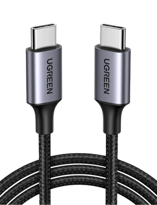 UGREEN USB 2.0 C M/M Round Cable Nickel Plating Aluminum Shell 1m (Gray Black)US261 100w US261